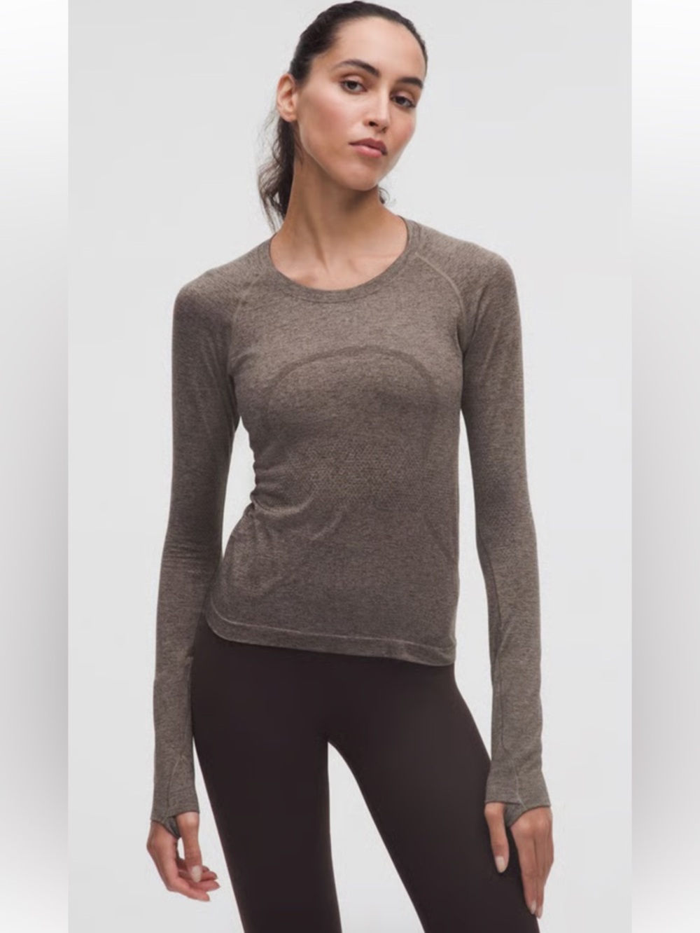 NWT- LS Swiftly Tech 2.0 Race Length- Brown- Size 16- Sequoia/Warm Ash Grey